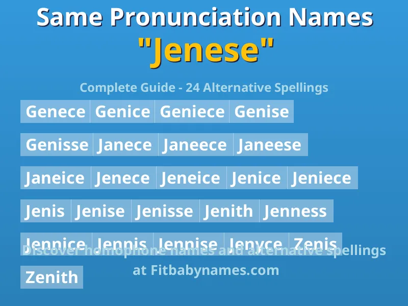 Infographic: Jenese same pronunciation names, similar names, and homophone names