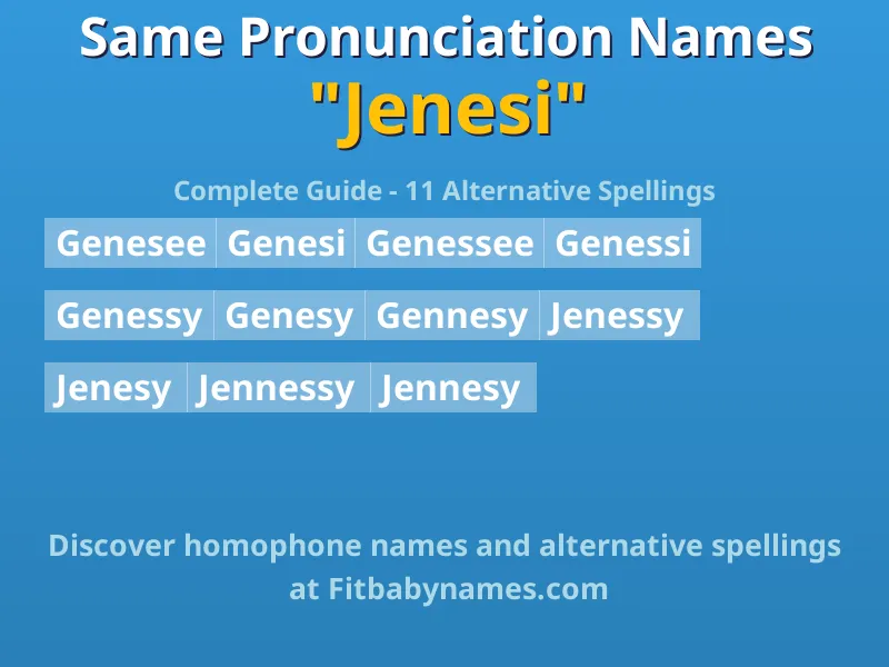 Infographic: Jenesi same pronunciation names, similar names, and homophone names