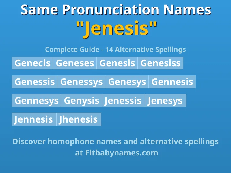 Infographic: Jenesis same pronunciation names, similar names, and homophone names