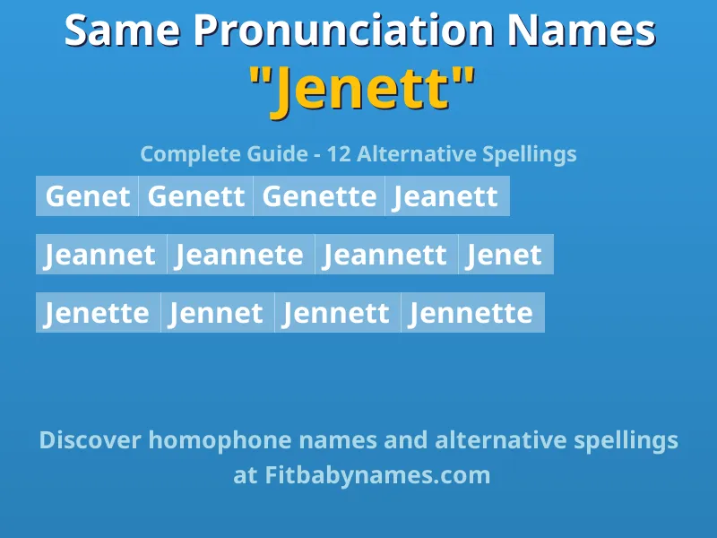 Infographic: Jenett same pronunciation names, similar names, and homophone names