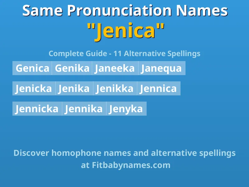 Infographic: Jenica same pronunciation names, similar names, and homophone names