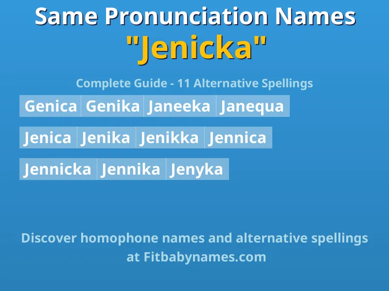 Infographic: Jenicka same pronunciation names, similar names, and homophone names