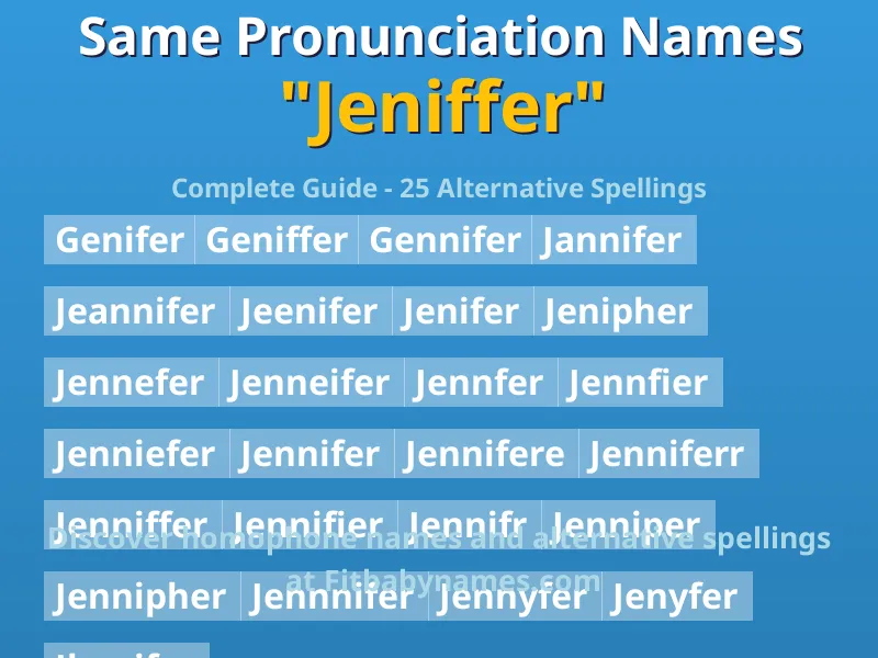 Infographic: Jeniffer same pronunciation names, similar names, and homophone names