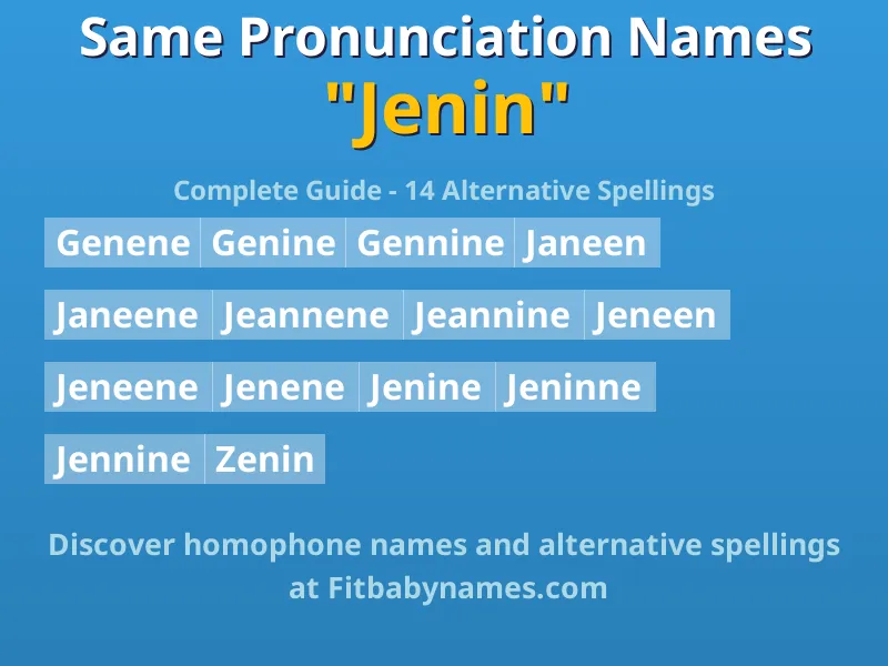 Infographic: Jenin same pronunciation names, similar names, and homophone names