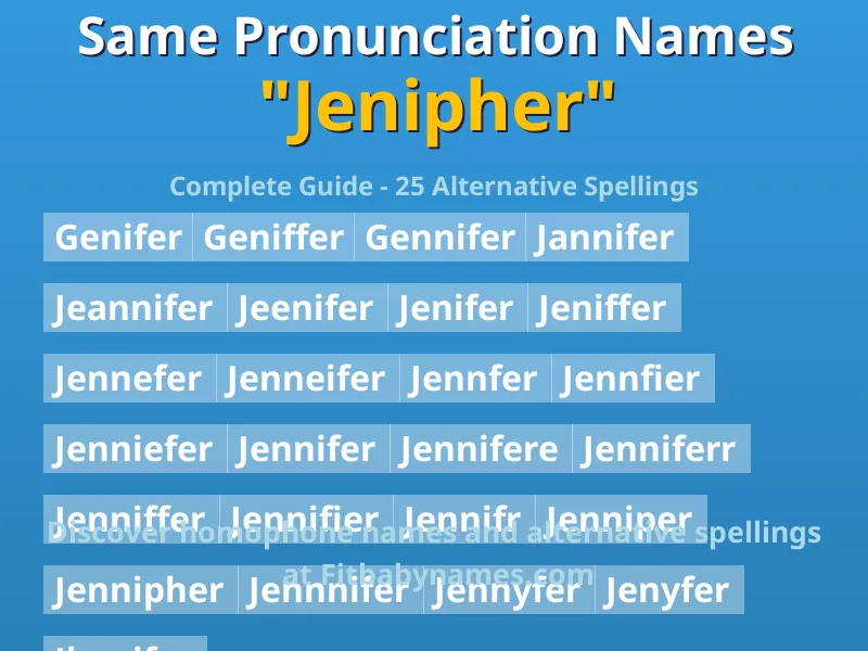 Infographic: Jenipher same pronunciation names, similar names, and homophone names