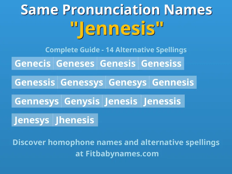 Infographic: Jennesis same pronunciation names, similar names, and homophone names