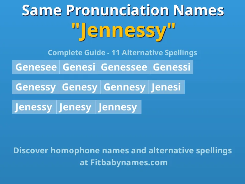 Infographic: Jennessy same pronunciation names, similar names, and homophone names