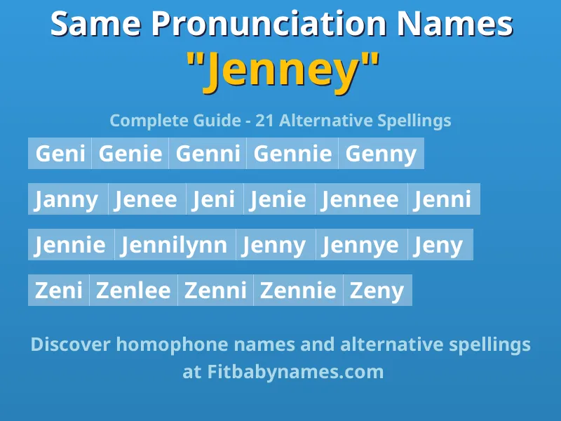 Infographic: Jenney same pronunciation names, similar names, and homophone names