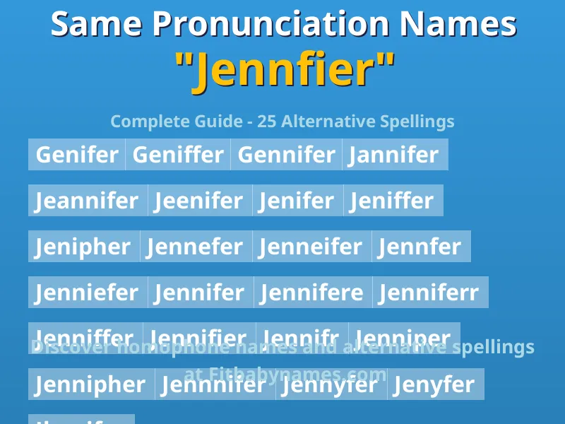 Infographic: Jennfier same pronunciation names, similar names, and homophone names