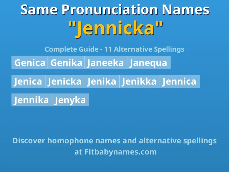 Infographic: Jennicka same pronunciation names, similar names, and homophone names