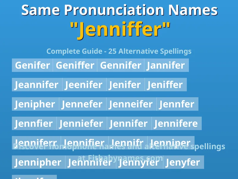 Infographic: Jenniffer same pronunciation names, similar names, and homophone names