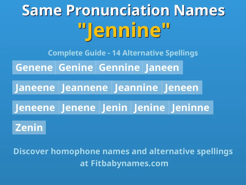 Infographic: Jennine same pronunciation names, similar names, and homophone names