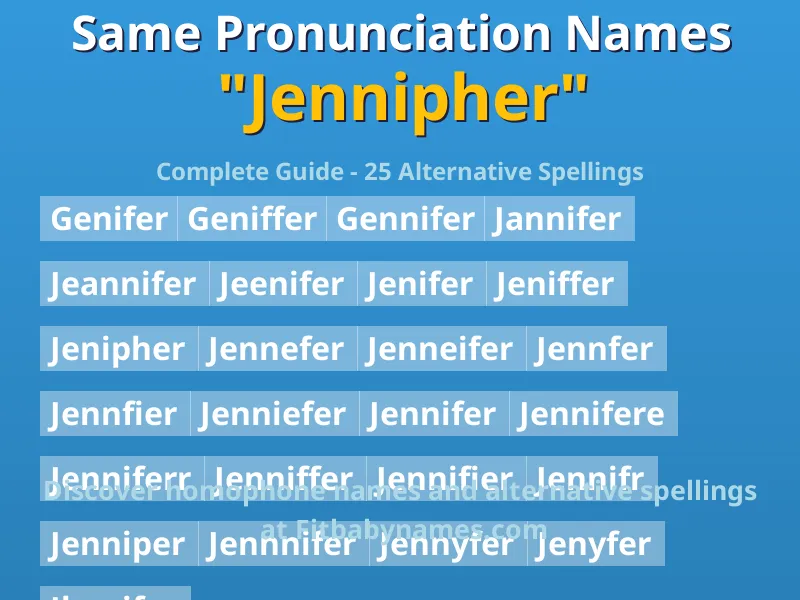 Infographic: Jennipher same pronunciation names, similar names, and homophone names