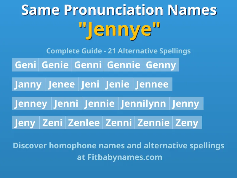 Infographic: Jennye same pronunciation names, similar names, and homophone names