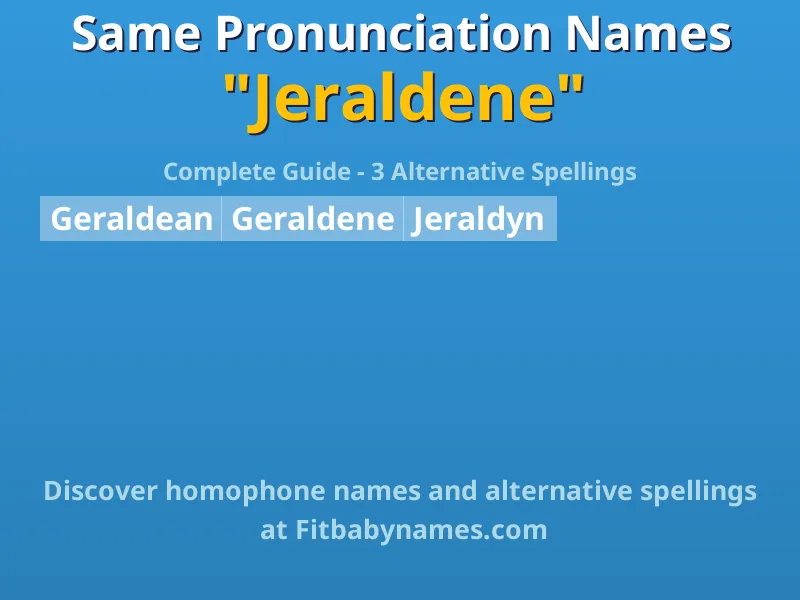 Infographic: Jeraldene same pronunciation names, similar names, and homophone names