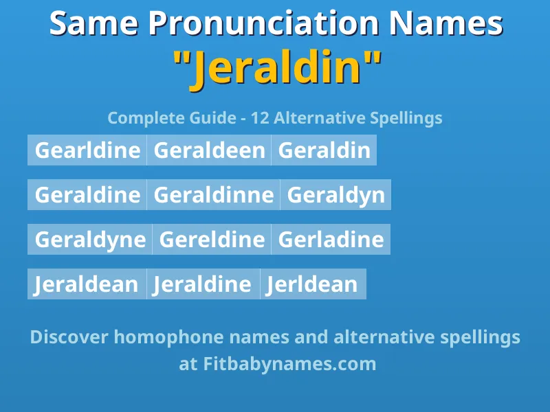 Infographic: Jeraldin same pronunciation names, similar names, and homophone names
