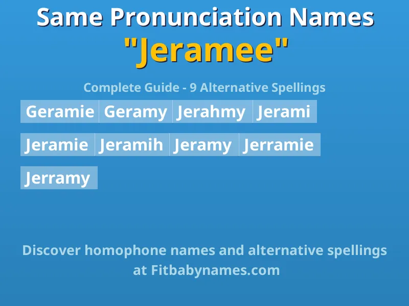 Infographic: Jeramee same pronunciation names, similar names, and homophone names