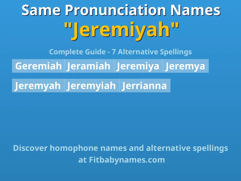 Infographic: Jeremiyah same pronunciation names, similar names, and homophone names
