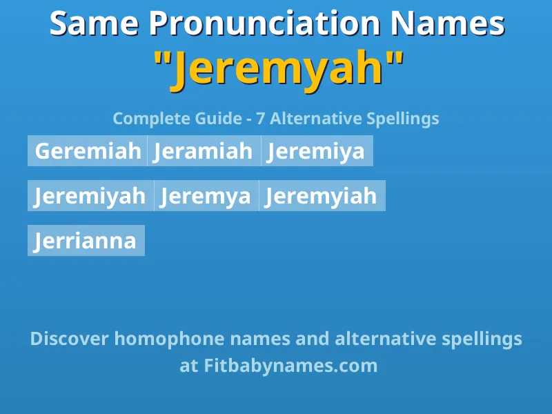 Infographic: Jeremyah same pronunciation names, similar names, and homophone names
