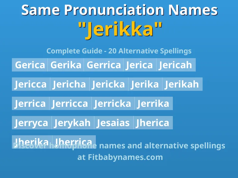 Infographic: Jerikka same pronunciation names, similar names, and homophone names