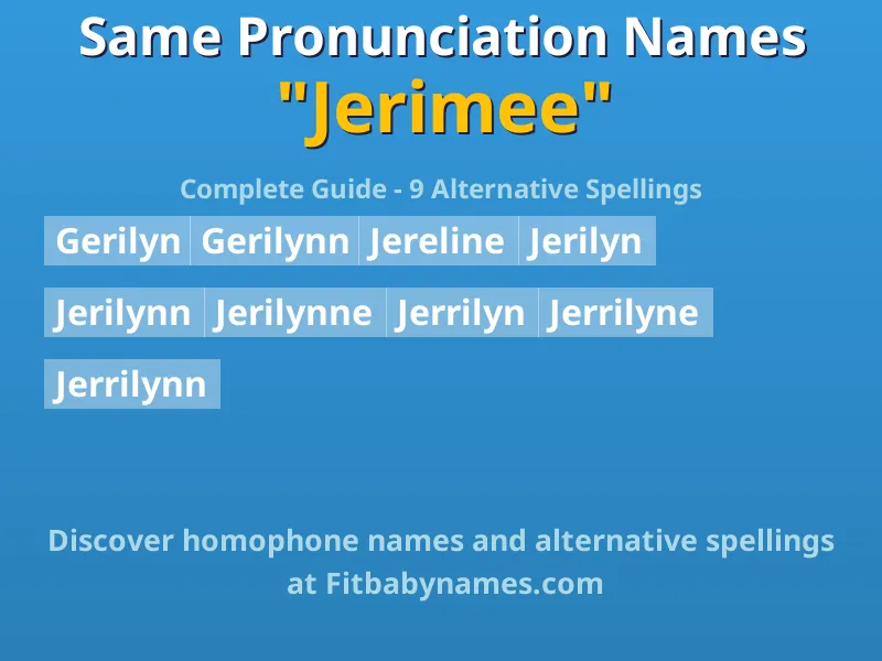 Infographic: Jerimee same pronunciation names, similar names, and homophone names