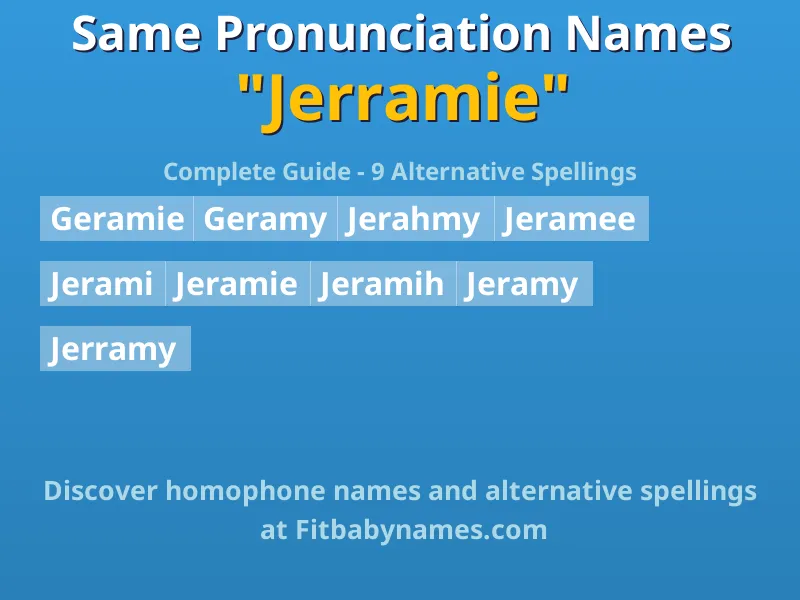 Infographic: Jerramie same pronunciation names, similar names, and homophone names