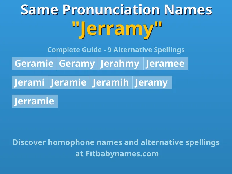 Infographic: Jerramy same pronunciation names, similar names, and homophone names
