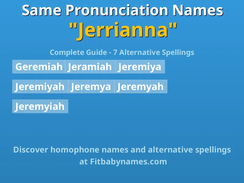 Infographic: Jerrianna same pronunciation names, similar names, and homophone names