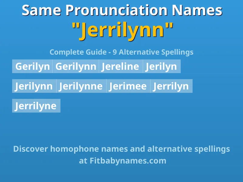 Infographic: Jerrilynn same pronunciation names, similar names, and homophone names