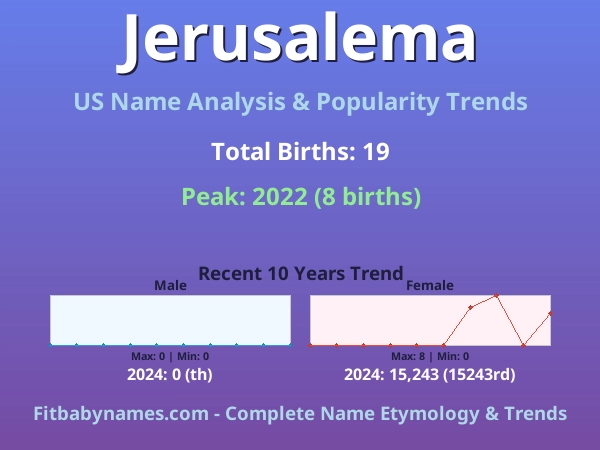 Infographic: Jerusalema name meaning, origin, and popularity trends in the United States (US baby name analysis chart)