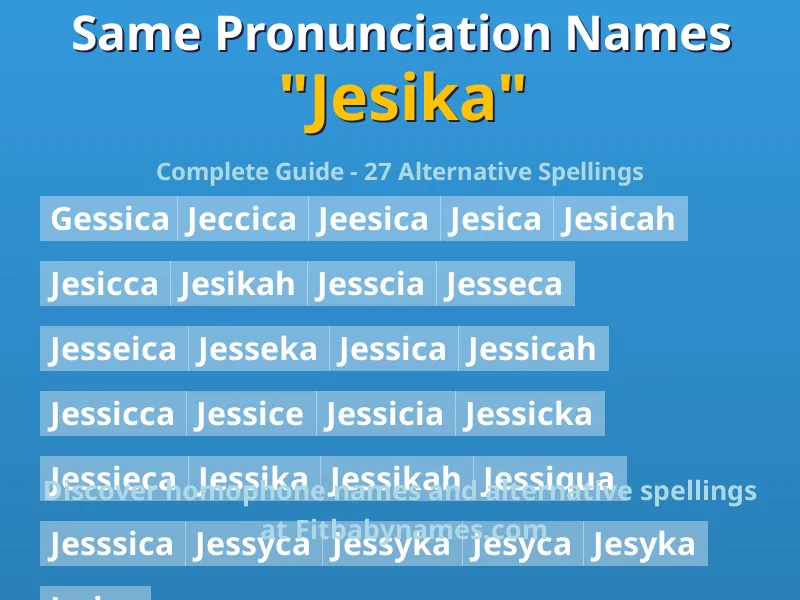 Infographic: Jesika same pronunciation names, similar names, and homophone names