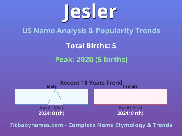 Infographic: Jesler name meaning, origin, and popularity trends in the United States (US baby name analysis chart)