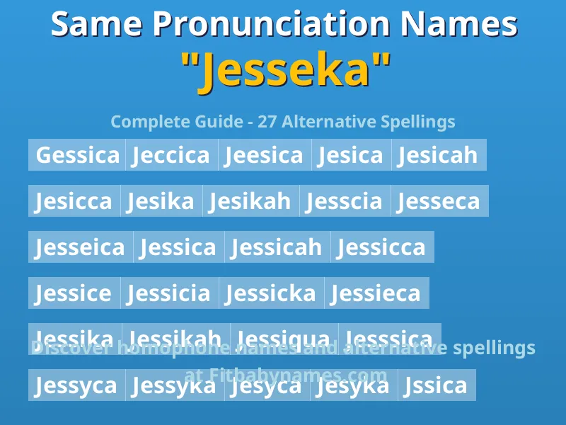 Infographic: Jesseka same pronunciation names, similar names, and homophone names