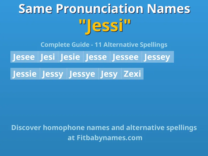 Infographic: Jessi same pronunciation names, similar names, and homophone names