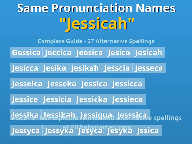 Infographic: Jessicah same pronunciation names, similar names, and homophone names