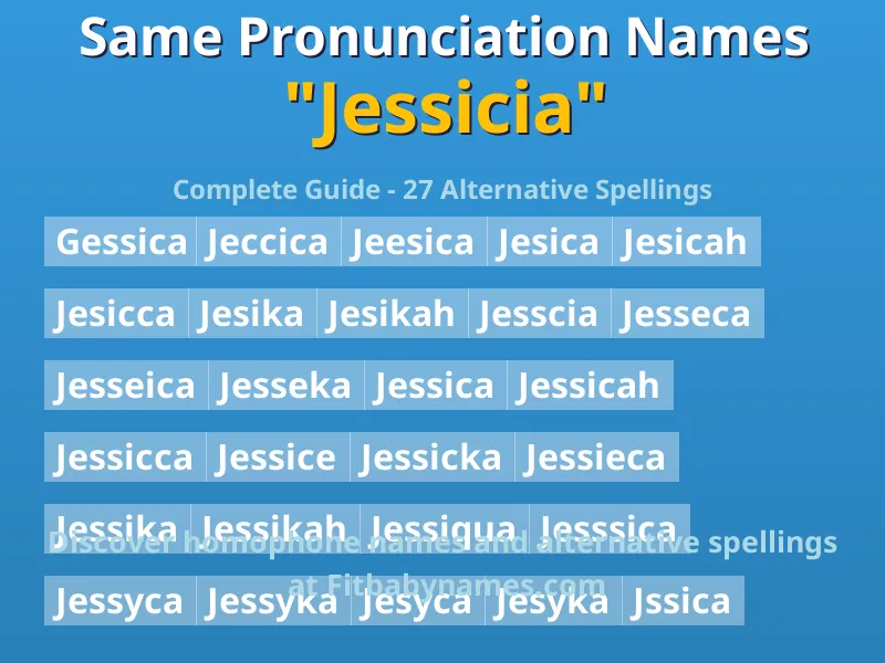 Infographic: Jessicia same pronunciation names, similar names, and homophone names