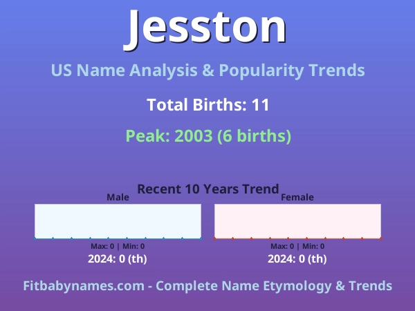 Infographic: Jesston name meaning, origin, and popularity trends in the United States (US baby name analysis chart)