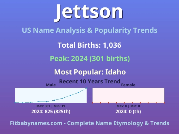 Infographic: Jettson name meaning, origin, and popularity trends in the United States (US baby name analysis chart)