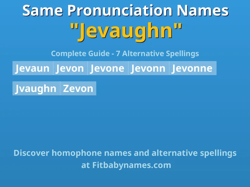 Infographic: Jevaughn same pronunciation names, similar names, and homophone names