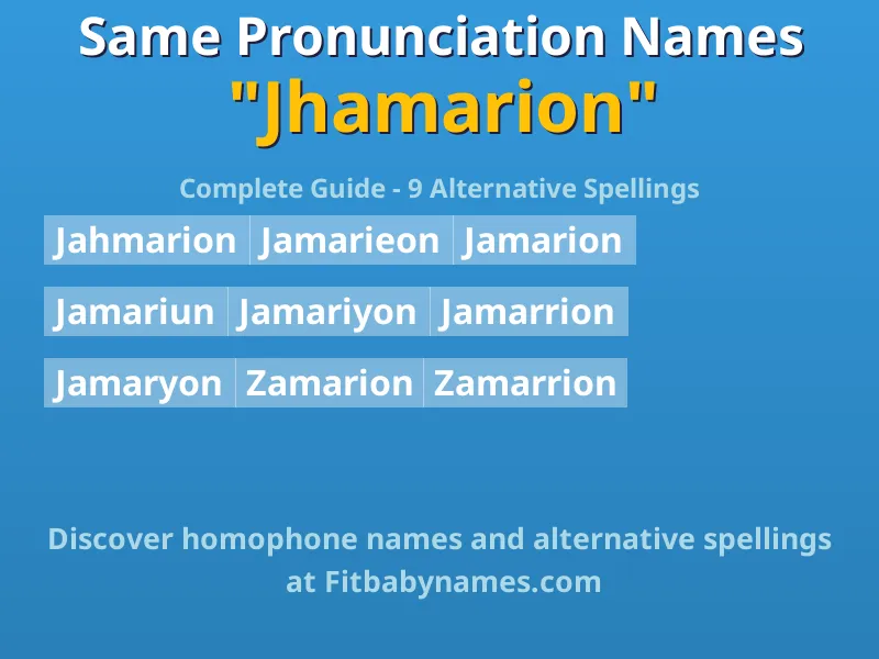 Infographic: Jhamarion same pronunciation names, similar names, and homophone names