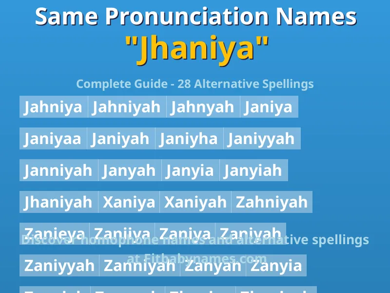 Infographic: Jhaniya same pronunciation names, similar names, and homophone names