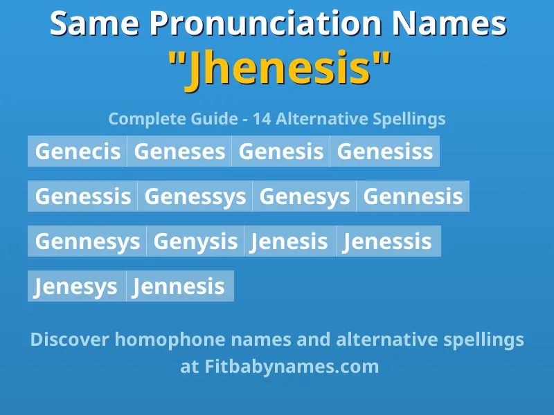 Infographic: Jhenesis same pronunciation names, similar names, and homophone names
