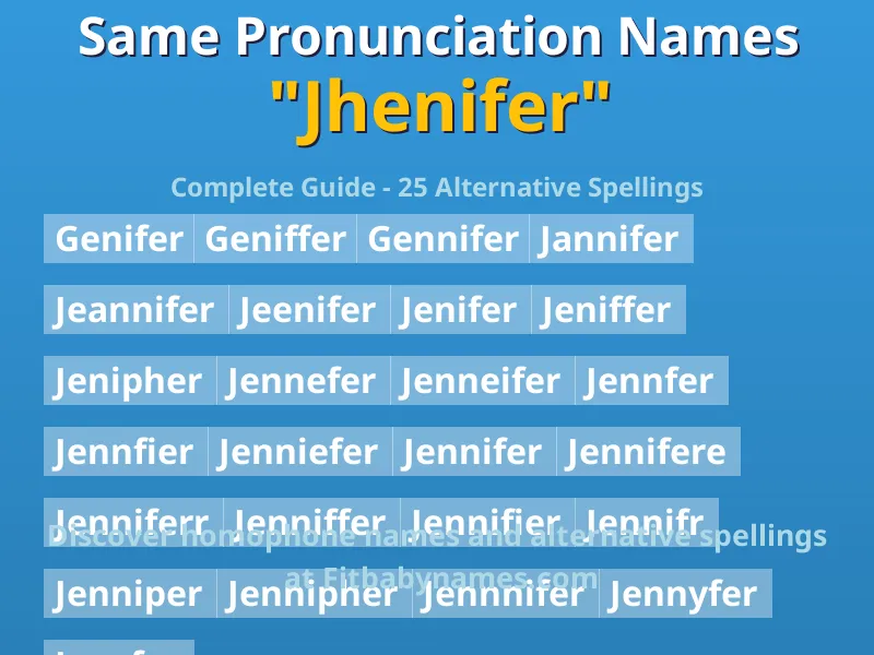Infographic: Jhenifer same pronunciation names, similar names, and homophone names