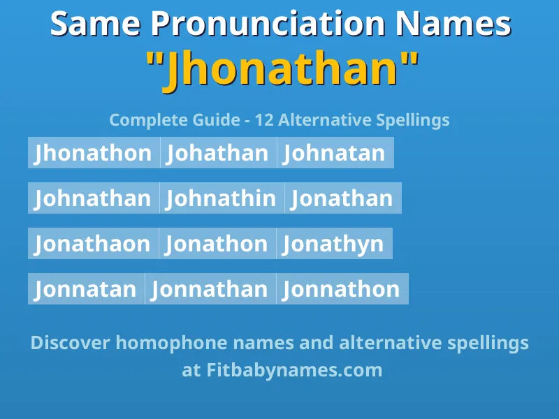 Infographic: Jhonathan same pronunciation names, similar names, and homophone names