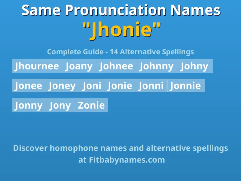 Infographic: Jhonie same pronunciation names, similar names, and homophone names