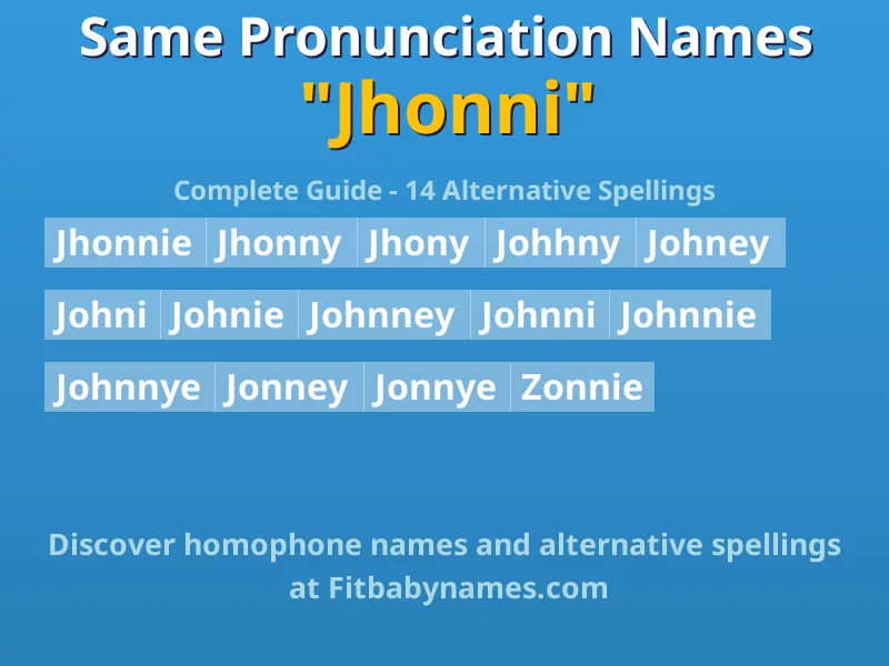 Infographic: Jhonni same pronunciation names, similar names, and homophone names