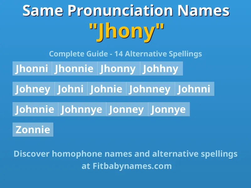 Infographic: Jhony same pronunciation names, similar names, and homophone names