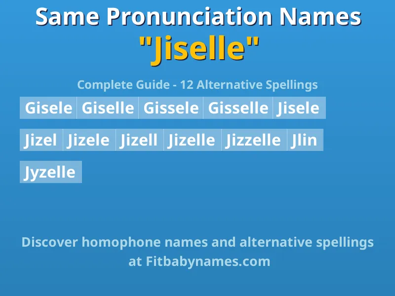 Infographic: Jiselle same pronunciation names, similar names, and homophone names