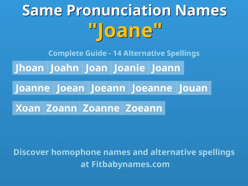 Infographic: Joane same pronunciation names, similar names, and homophone names