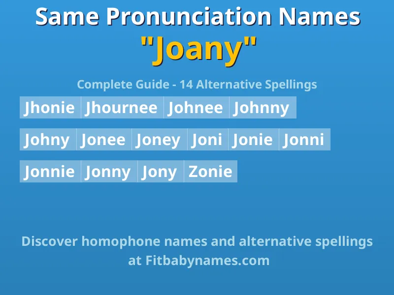 Infographic: Joany same pronunciation names, similar names, and homophone names
